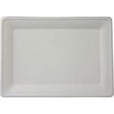 Visuel du produit AK528 - Assiette rectangulaire Go Natural en Bagasse - Blanc, 200x280mm