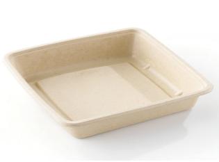 Visuel du produit AKM24 - Assiette creuse carrée en Bagasse - Beige, 230x230x4mm